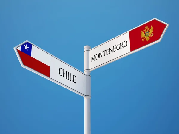 Şili Karadağ yüksek çözünürlüklü işaret bayrakları kavramı — Stok fotoğraf