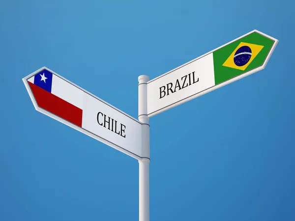 Brazil Chile  Sign Flags Concept — Stock Photo, Image