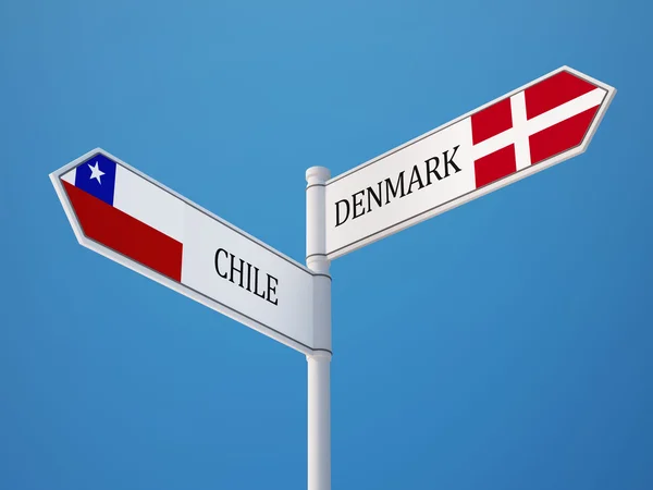 Denmark Chile  Sign Flags Concept — Stock Photo, Image