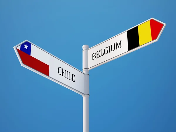 Belgique Chili Signalisation Drapeaux Concept — Photo