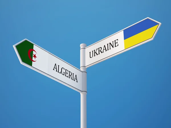 Ukraine Algérie Signer Drapeaux Concept — Photo