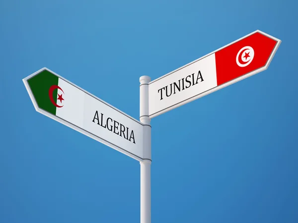 Τυνησία Αλγερία σημάδι σημαίες έννοια — Φωτογραφία Αρχείου