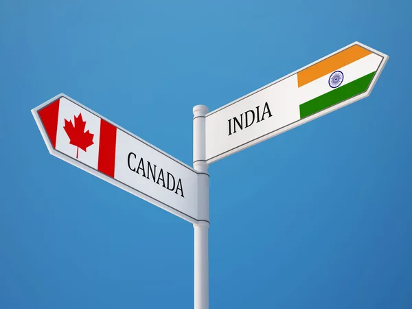 Conceito de Bandeiras de Sinais do Canadá Índia — Fotografia de Stock