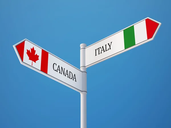 Canadá Italia Firma el concepto de banderas — Foto de Stock