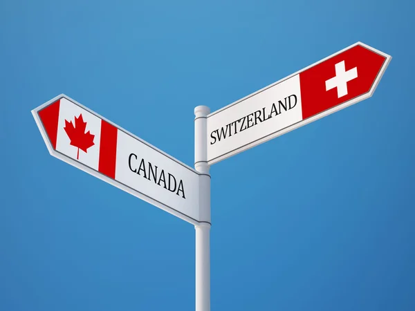 Suíça Canada Sign Flags Conceito — Fotografia de Stock