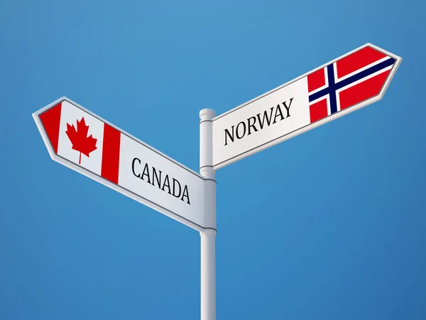 Norwegen Kanada Zeichen Flaggen Konzept — Stockfoto