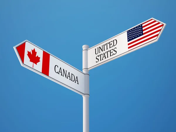 United States Canada  Sign Flags Concept — Stock Photo, Image