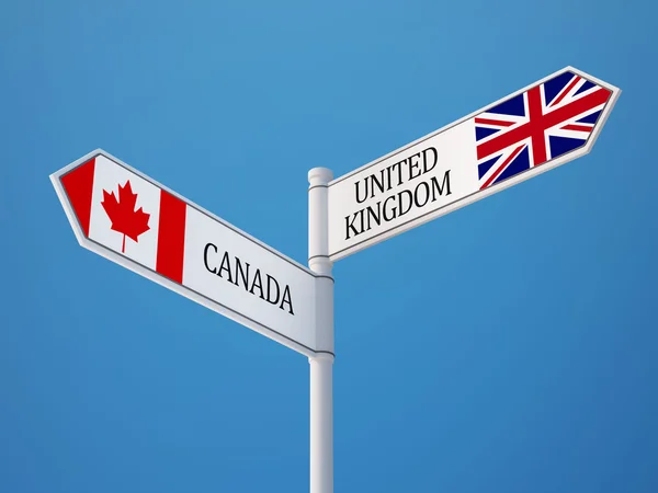 United Kingdom Canada  Sign Flags Concept — Stock Photo, Image