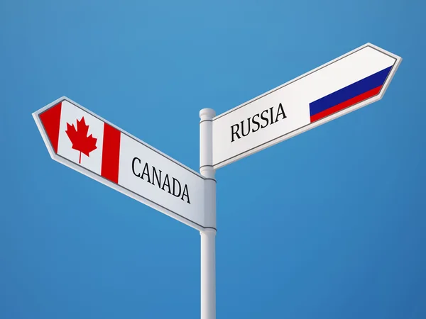 Rusland Canada teken vlaggen Concept — Stockfoto
