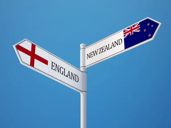 Inglaterra Nova Zelândia Signo Bandeiras Conceito — Fotografia de Stock