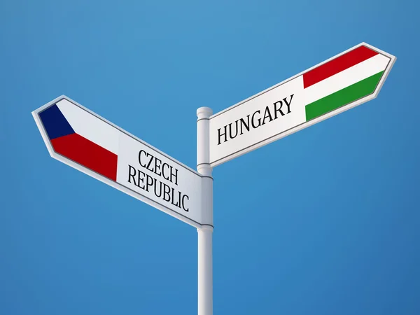 Tsjechische Republiek Hongarije teken vlaggen Concept — Stockfoto