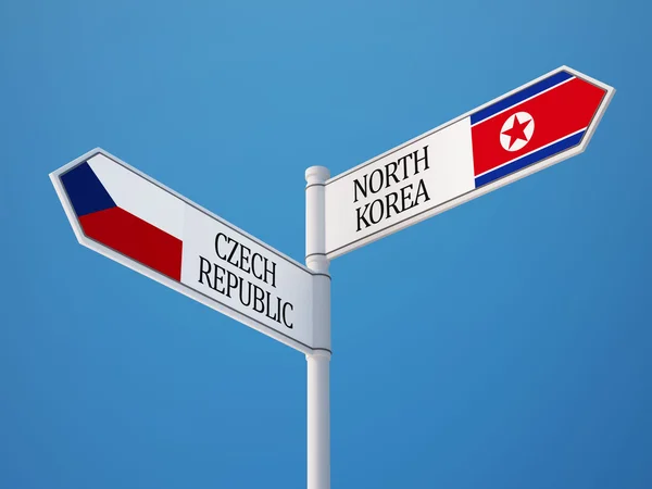 Czech Republic North Korea  Sign Flags Concept — Stock Photo, Image