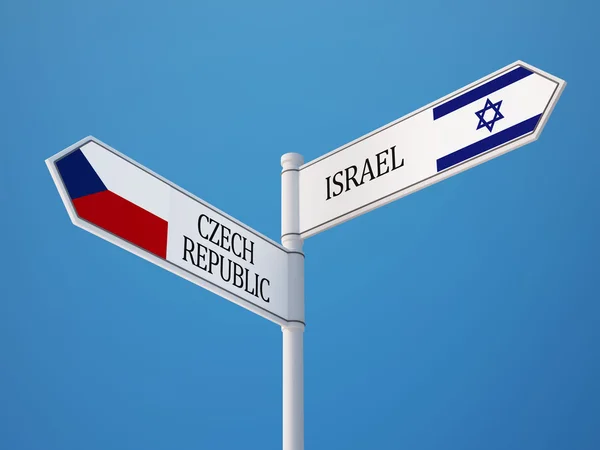 Czech Republic Israel  Sign Flags Concept — Stock Photo, Image