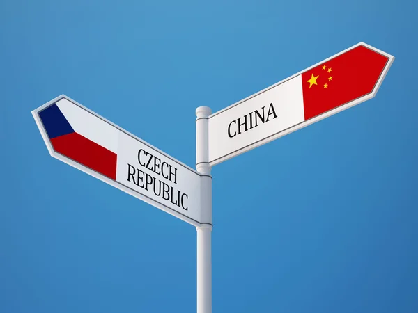 China Tsjechië teken vlaggen Concept — Stockfoto