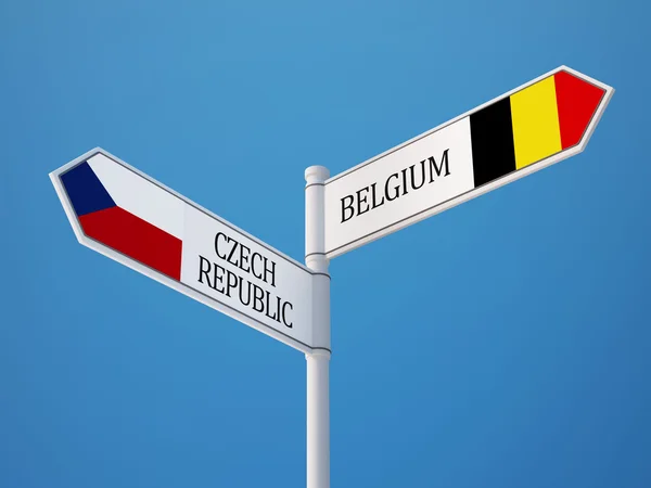 Belgique République tchèque Signer Drapeaux Concept — Photo