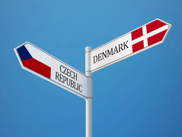 Danmark Tjeckien underteckna flaggor koncept — Stockfoto