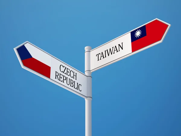 Taiwan Tjeckien underteckna flaggor koncept — Stockfoto