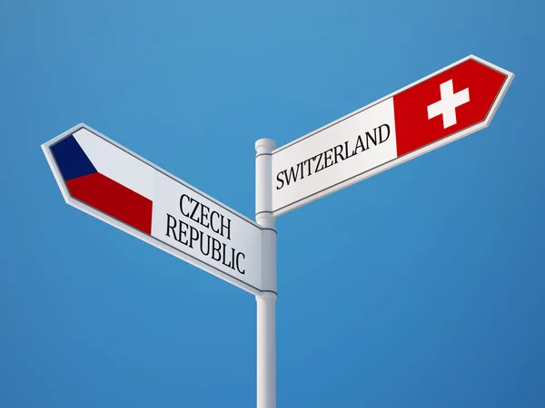瑞士捷克共和国标志标志概念 — 图库照片