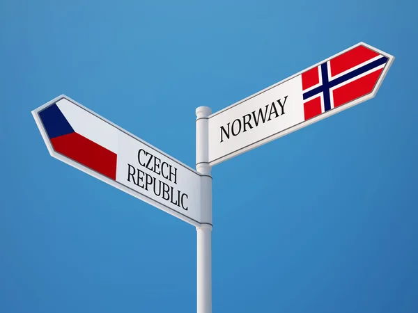 Noruega República Checa Sign Flags Concept —  Fotos de Stock