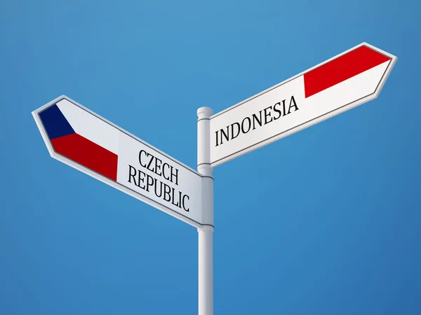 Indonézia Csehország bejelentkezési jelzők koncepció — Stock Fotó