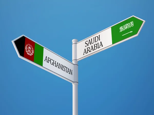 Afghanistan Saudi Arabia Sign Flags Concept — Stock Photo, Image