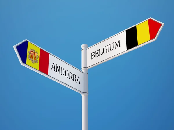 Andora Belgia znak flagi koncepcja — Zdjęcie stockowe