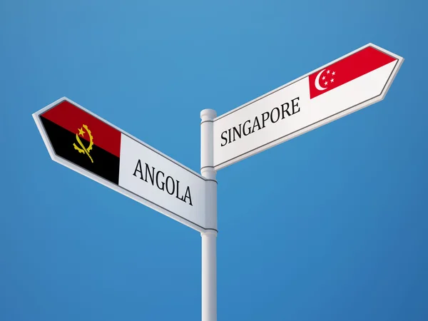 Singapore Angola  Sign Flags Concept — Stock Photo, Image