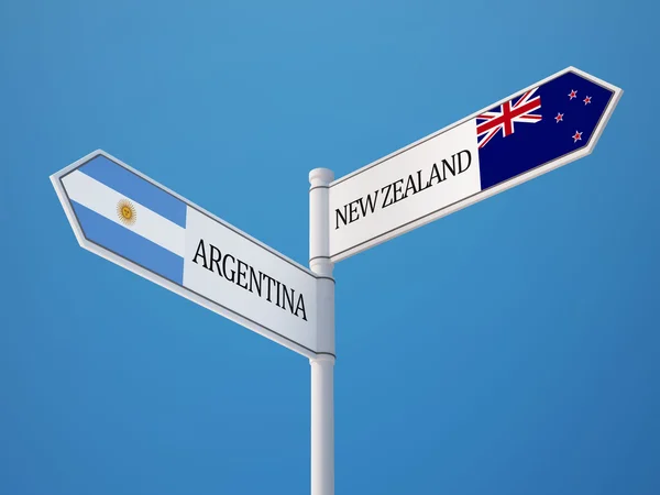 Argentina Nueva Zelanda Sign Flags Concept — Foto de Stock