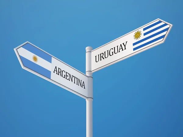 Ουρουγουάη Αργεντινή σημάδι σημαίες έννοια — Φωτογραφία Αρχείου