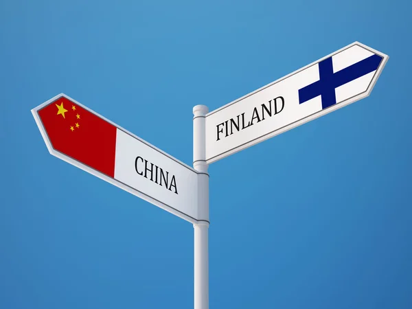 핀란드 중국 사인 플래그 개념 — 스톡 사진