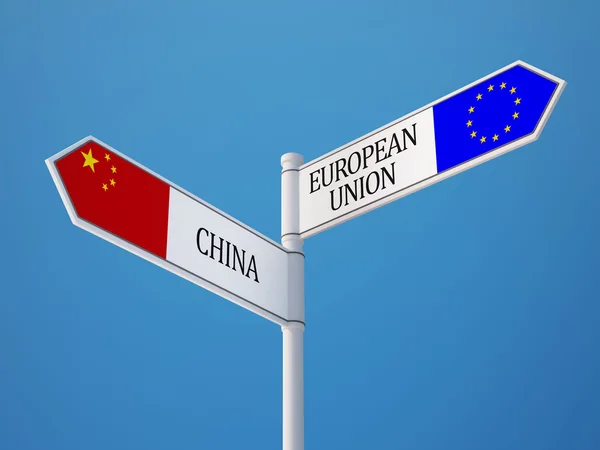 Unione Europea Cina Concetto di bandiera — Foto Stock