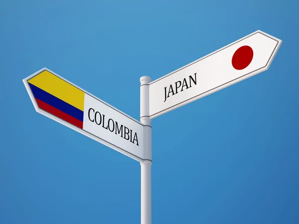 Colombia Japan teken vlaggen Concept — Stockfoto