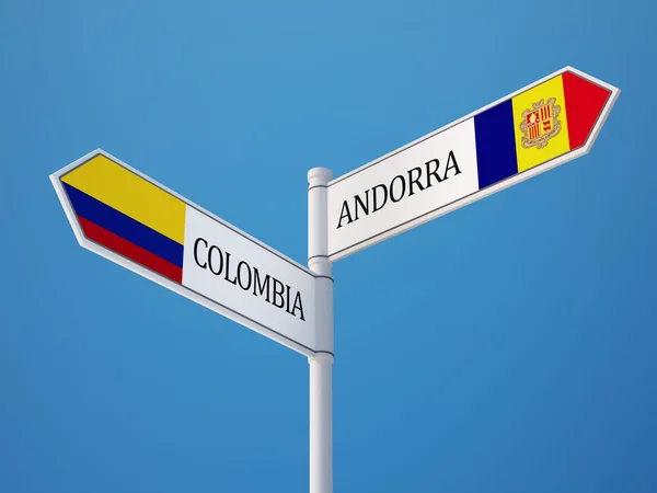 Colombia Andorra teken vlaggen Concept — Stockfoto