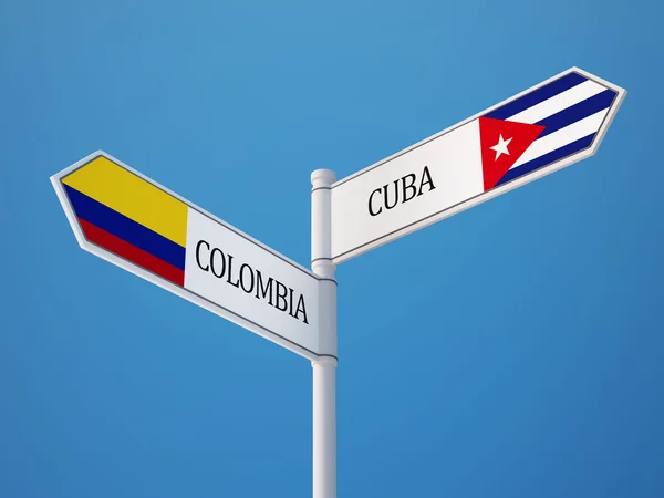 Cuba Colombia  Sign Flags Concept — Stock Photo, Image