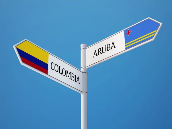 Aruba kolumbien unterzeichnen flaggen konzept — Stockfoto