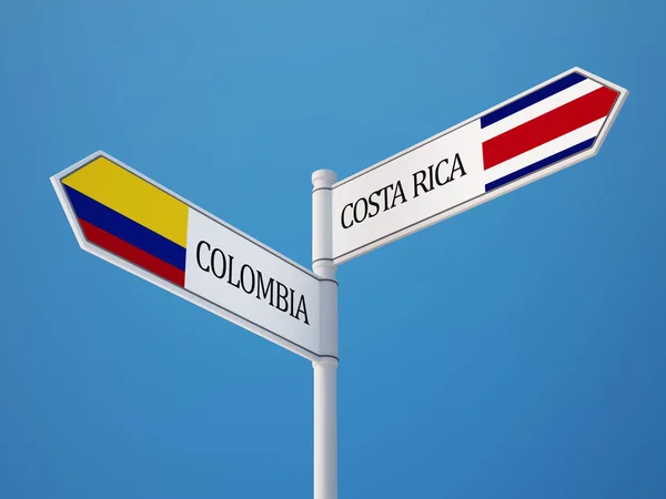 Costa Rica Colombia teken vlaggen Concept — Stockfoto