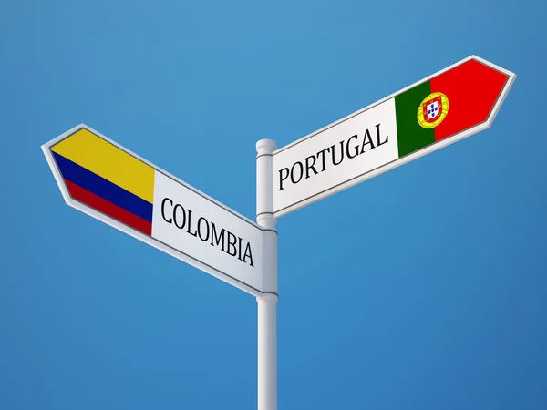 Portugal Colombia  Sign Flags Concept — Stock Photo, Image