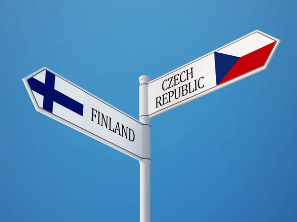 Finland-Tjeckien underteckna flaggor koncept — Stockfoto