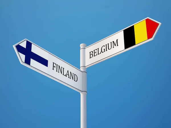 Belgien Finland tecken flaggor koncept — Stockfoto