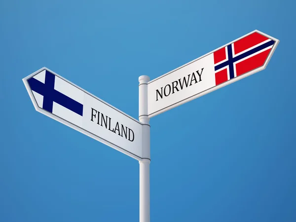 Norwegen Finnland unterzeichnen Flaggen Konzept — Stockfoto
