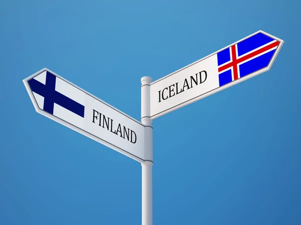 Iceland Finland  Sign Flags Concept — Stock Photo, Image