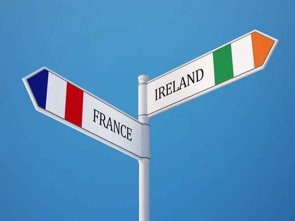 Frankrike Irland tecken flaggor koncept — Stockfoto