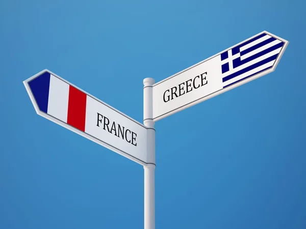 France Greece  Sign Flags Concept — Stock Photo, Image