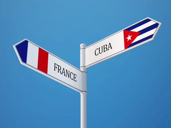 คิวบา ฝรั่งเศส สัญลักษณ์ธง — ภาพถ่ายสต็อก