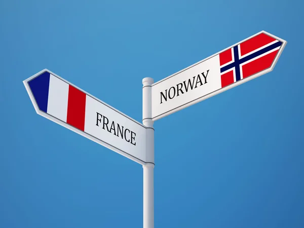 Norwegen Frankreich unterzeichnen Flaggen Konzept — Stockfoto