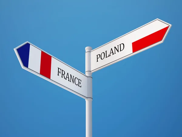 Poland France  Sign Flags Concept — Stock Photo, Image