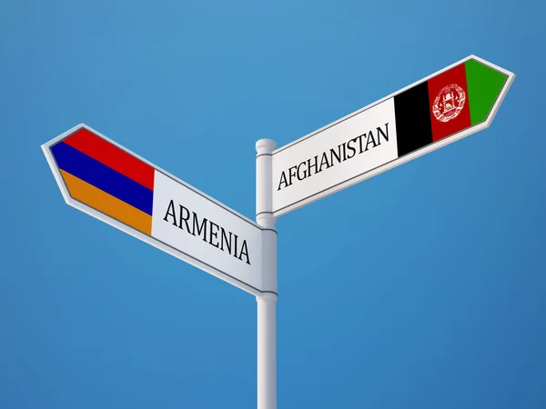 Afghanistan Arménie Signer Drapeaux Concept — Photo