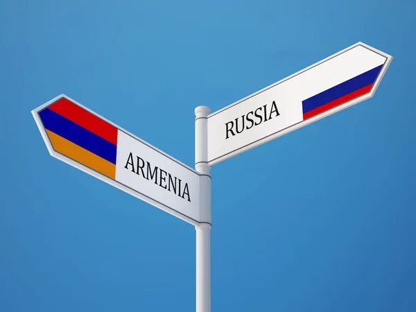 Russia Armenia  Sign Flags Concept — Stock Photo, Image