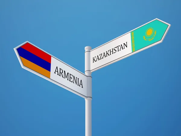 Kazakhstan Arménie Signer Drapeaux Concept — Photo