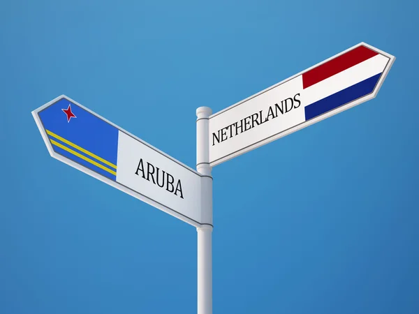 Aruba Netherlands  Sign Flags Concept — Stock Photo, Image